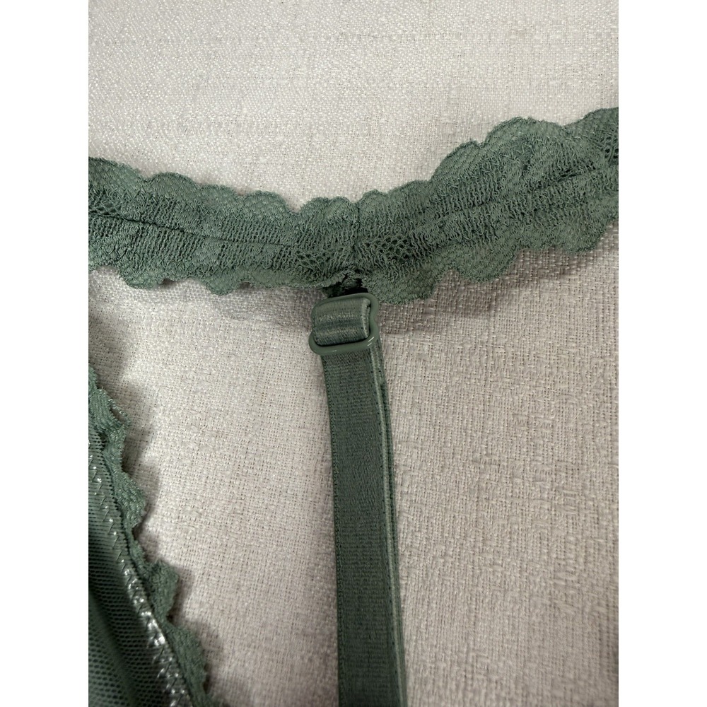 Victoria's Secret PINK Bralette Green Lace Love Pink  Size Medium - Picture 5 of 7